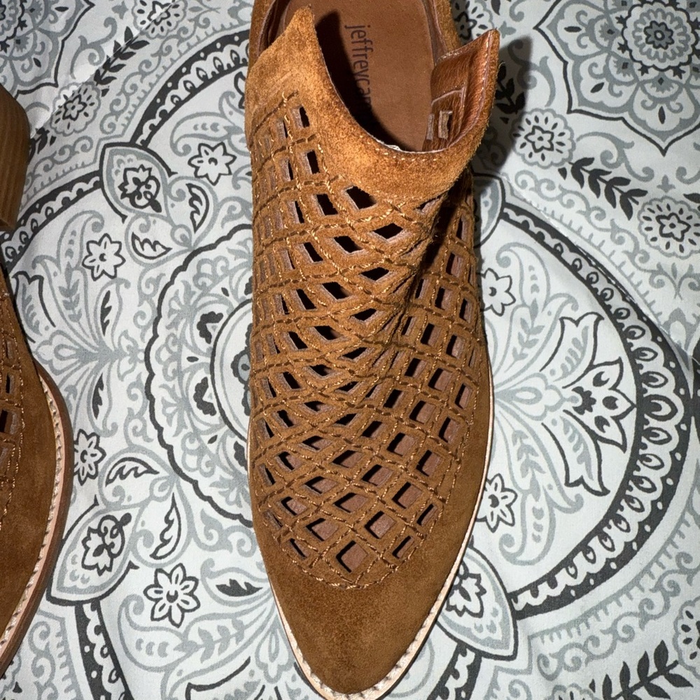 Jeffrey Campbell Brown Suede Taggart Lattice Ankle Boots - Picture 10 of 14